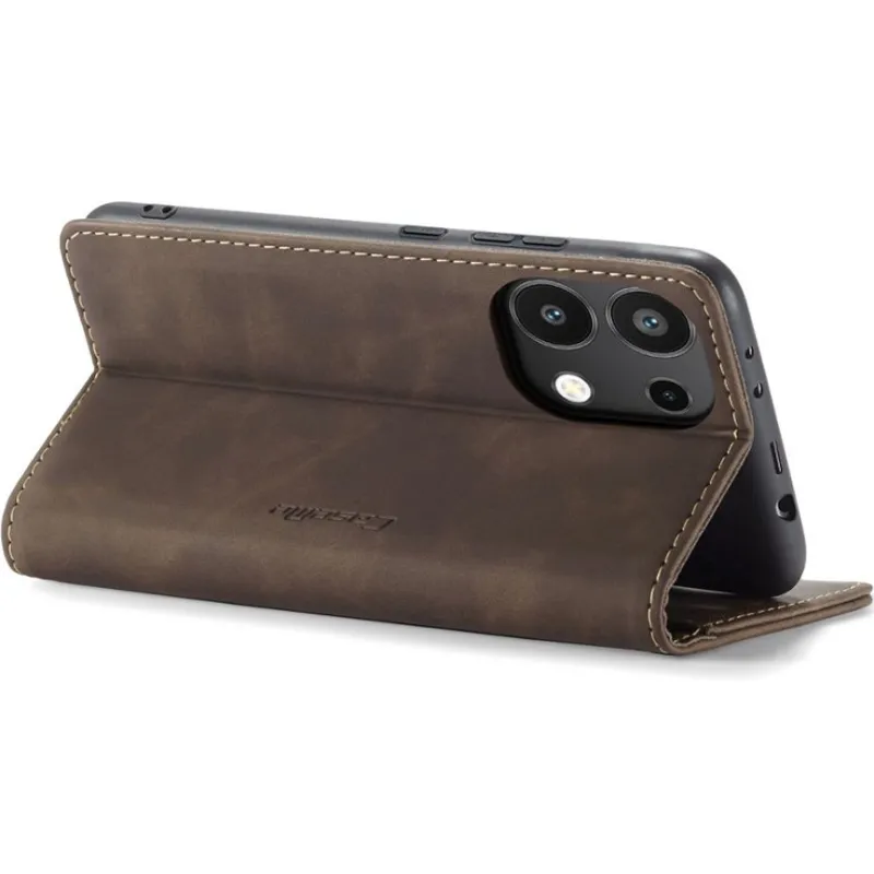Шкіряний чохол-книжка CaseMe Velvet Nubuck для Xiaomi Redmi Note 13 4G – Coffee. Фото 4 з 6