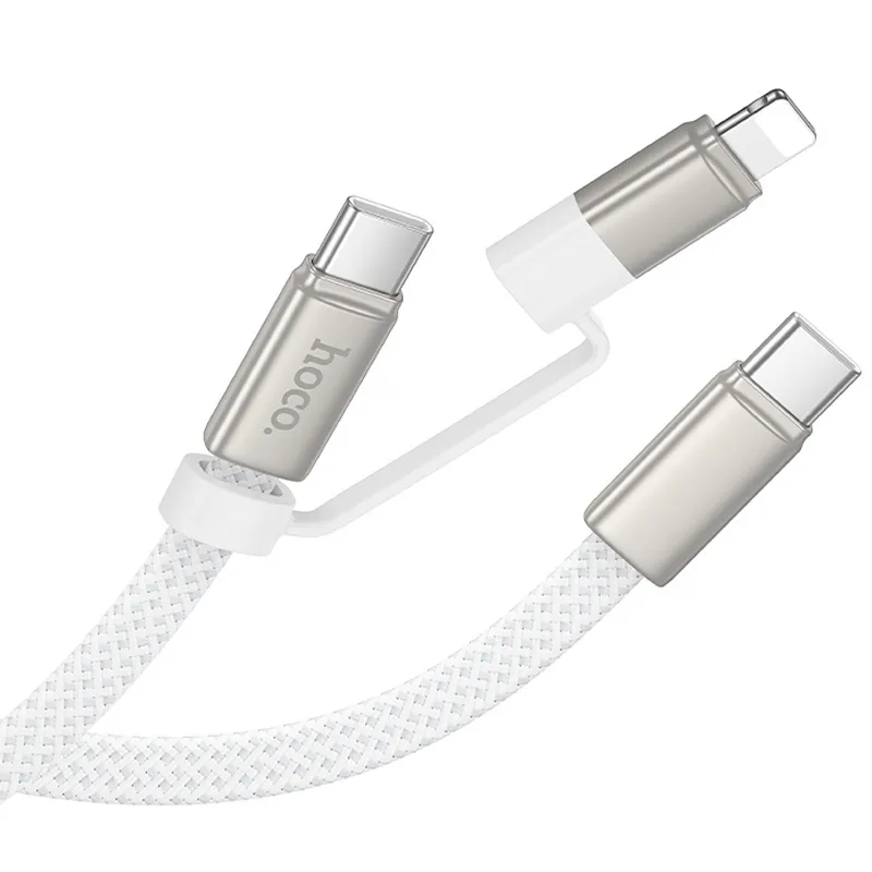 Дата кабель Hoco X125 Surplus 2in1 Type-C to Lightning/Type-C 60W (1m) – White. Фото 4 з 4