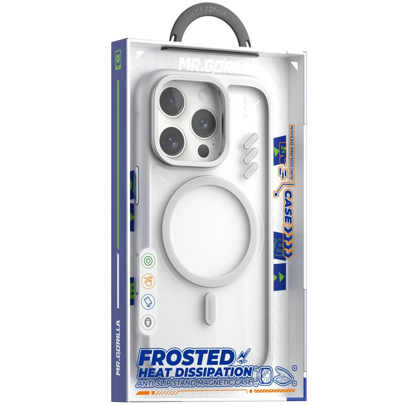 TPU+PC чохол Blueo Frosted Heat Dissipation Stand with MagSafe Apple iPhone 16 Pro Max – Білий / White. Фото 2 з 2