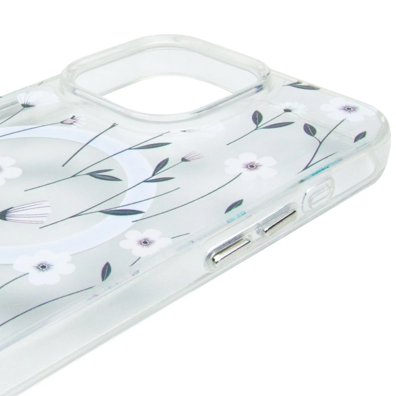 TPU+PC чохол Clear Garden with MagSafe для Apple iPhone 16 Pro – Cherry Petal. Фото 4 з 5
