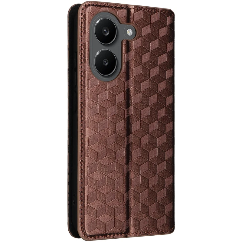 Кожаный чехол-книжка Rhombus Book для Xiaomi POCO X8 Pro – Brown. Фото 4 из 5