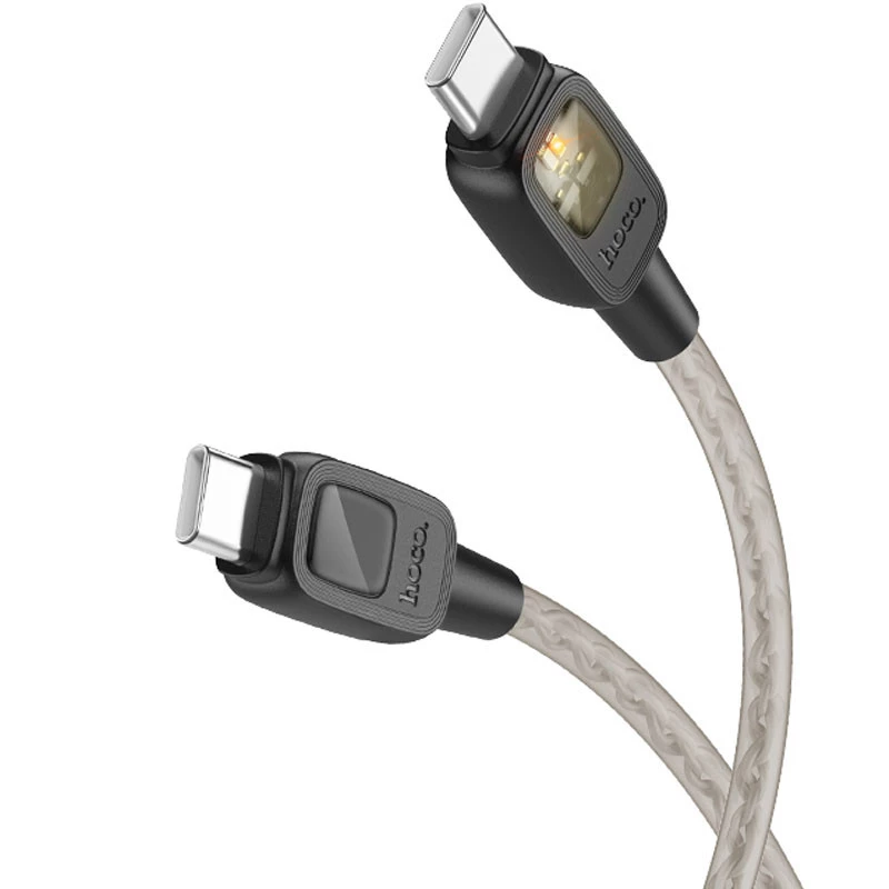 Дата кабель Hoco U124 Stone silicone power-off 60W Type-C to Type-C – Black. Фото 2 з 5