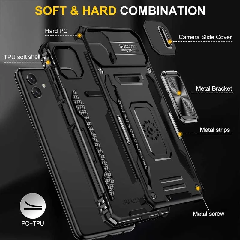 Ударостійкий чохол Square Ring зi шторкою на камеру на Samsung Galaxy A07 – Чорний / Black. Фото 5 з 6