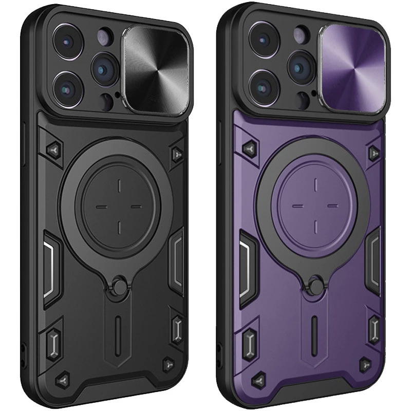 Ударостійкий чохол Bracket Ringstand із захисною шторкою для камери на Apple iPhone 15 Pro Max (6.7") фото 1 з 1