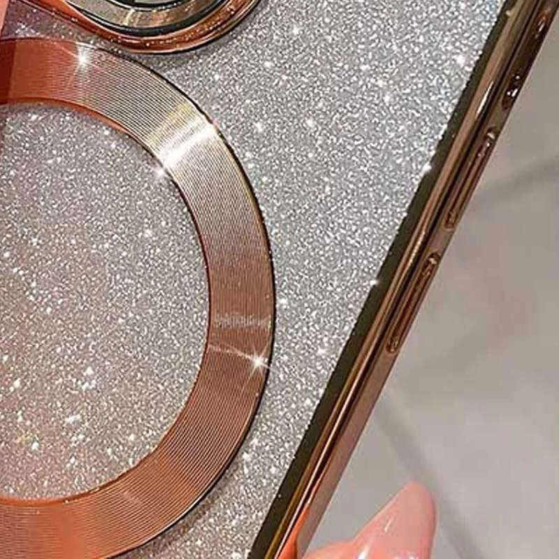 Чохол з блискітками, захисними лінзами на камеру та MagSafe на Apple iPhone 13 mini (5.4") – Золотий / Gold. Фото 4 з 6