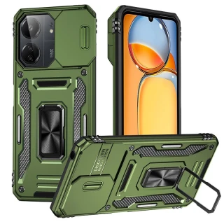 Ударостійкий чохол Square Ring зi шторкою на камеру на Xiaomi Redmi 15 4G (Global) / 5G — Оливковий / Army Green