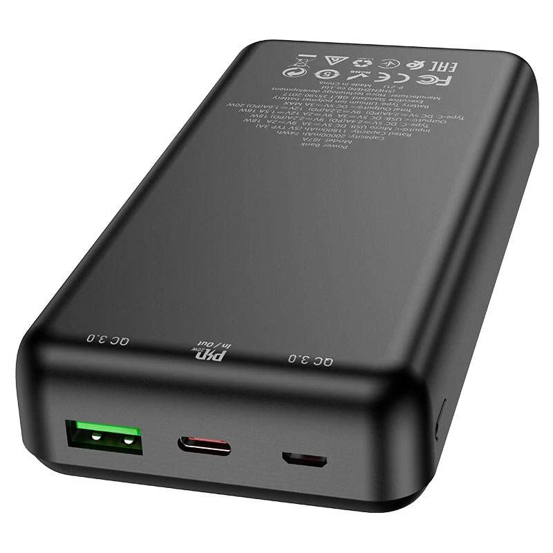 Портативне ЗП Power Bank Hoco J87A Tacker PD20W+QC3.0 20000 mAh – Чорний. Фото 3 з 5