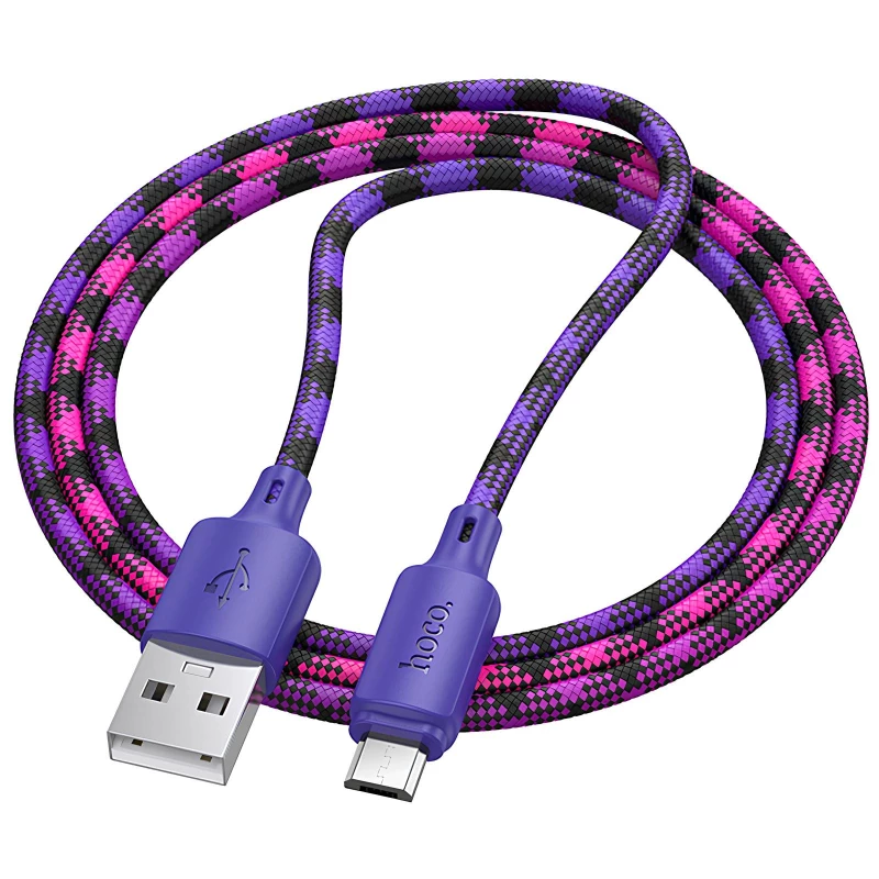 Дата кабель Hoco X116 Meridian USB to MicroUSB 2.4A (1m) – Gradient Purple Mix. Фото 2 з 6