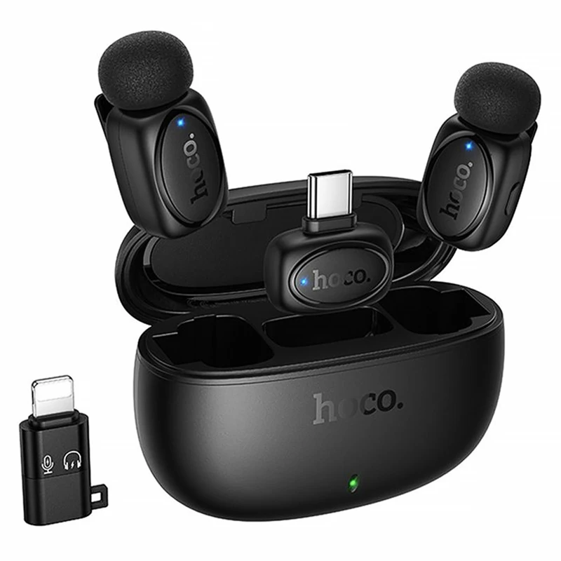 Петличный беспроводной микрофон Hoco L19 Graceful dual-mic 2in1 (Lightning/Type-C) фото 1 из 1