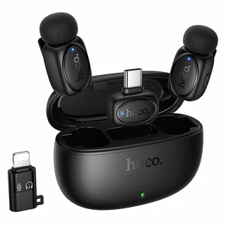 Петличный беспроводной микрофон Hoco L19 Graceful dual-mic 2in1 (Lightning/Type-C) фото 1 из 7