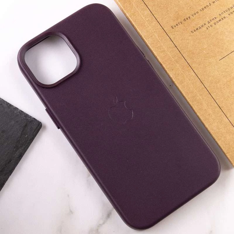 Кожаный чехол Leather Case с MagSafe для Apple iPhone 14 (6.1") – Dark violet. Фото 9 из 9