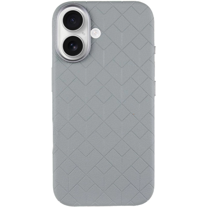 Шкіряний чохол з візерунком та MagSafe на Apple iPhone 16 – Grey. Фото 4 з 9