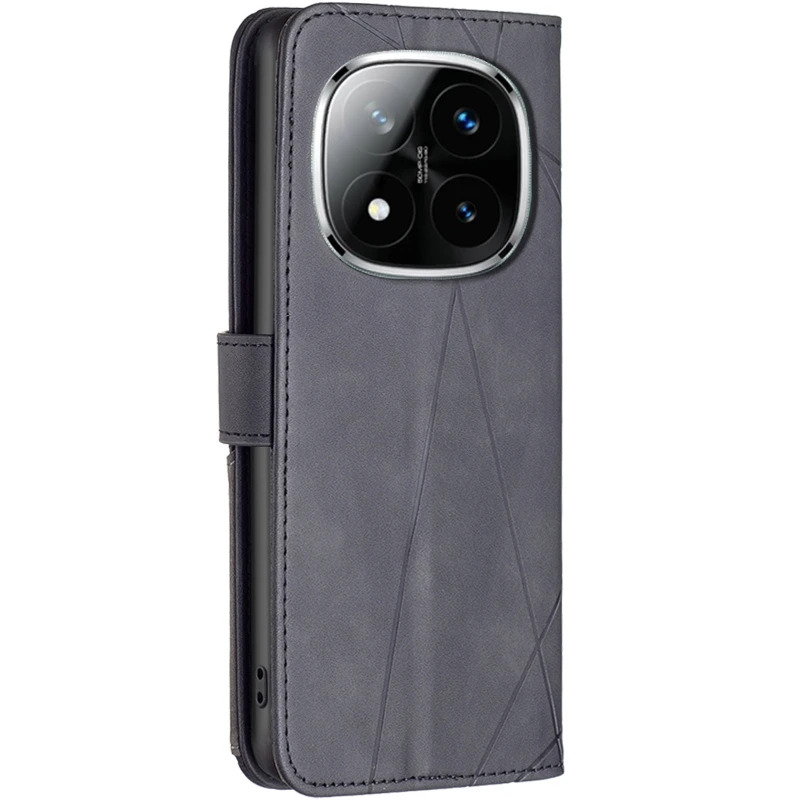Кожаный чехол-книжка Geometric Pattern для Xiaomi Redmi Note 15 Pro 4G – Black. Фото 3 из 5