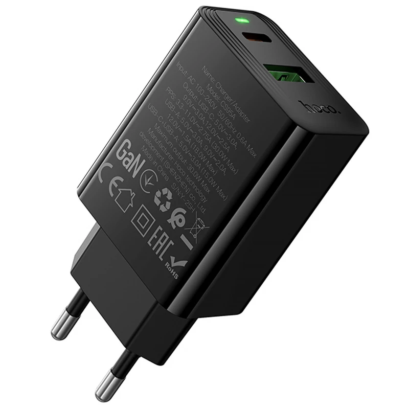 МЗП Hoco CS95A Leader PD30W+QC3.0 (1USB-A/1C) – Black. Фото 4 з 5