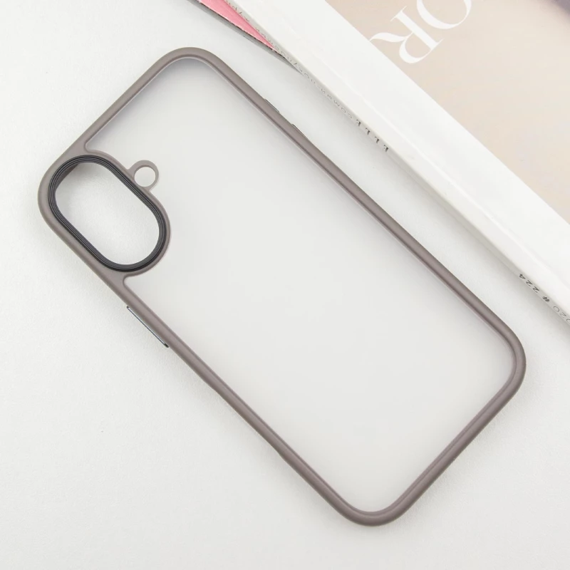TPU+PC с металлическими кнопками для Apple iPhone 16 – Серый. Фото 3 из 6