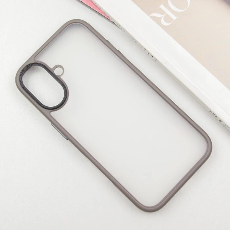 TPU+PC с металлическими кнопками для Apple iPhone 16 – Серый / Grey. Фото 3 из 6
