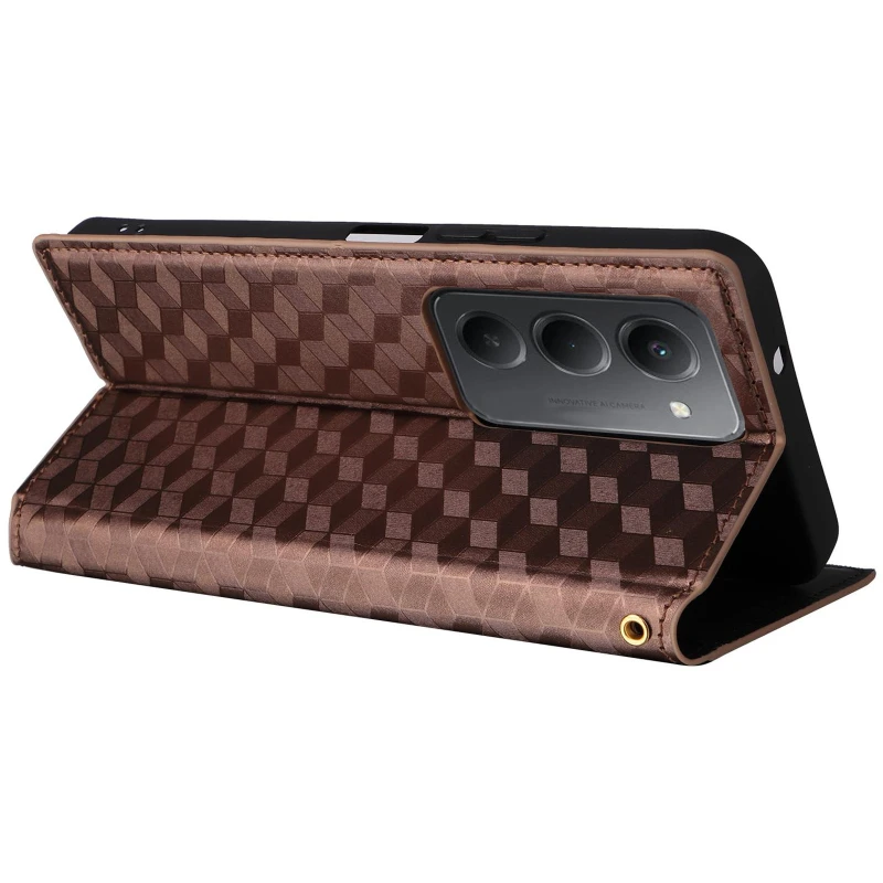 Кожаный чехол-книжка Rhombus Book для Xiaomi Redmi 15 (EU) – Brown. Фото 5 из 5