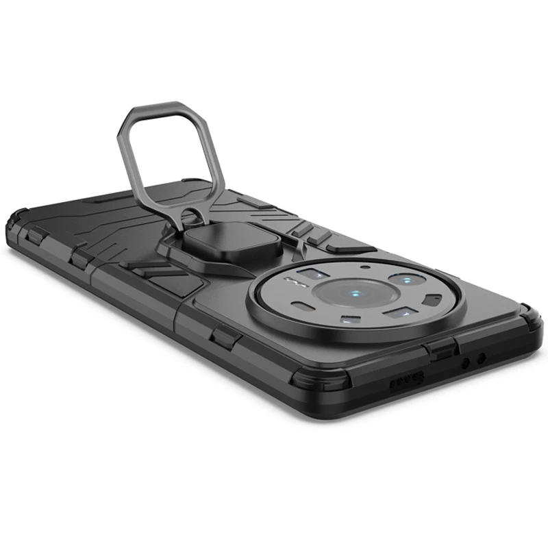 Противоударный чехол Transformer с кольцом для Xiaomi 12S Ultra – Черный / Soul Black. Фото 2 из 5