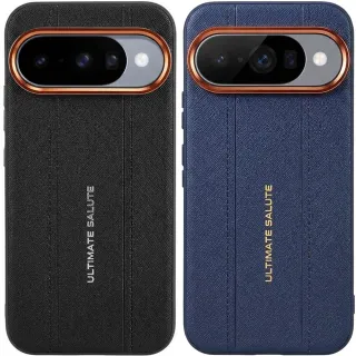 TPU+PC Vegan Leather Case with Metal Camera Frame для Google Pixel 11