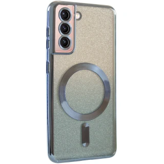 Чохол з блискітками, захисними лінзами на камеру та MagSafe на Samsung Galaxy S21 — Сірий / Lavender Gray