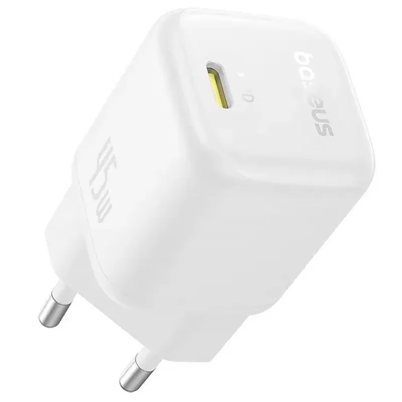 МЗП Baseus PicoGo GaN Fast Charger 45W (1USB-C) (P10176800) – Moon White. Фото 2 з 4