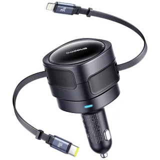 АЗП Baseus Enjoyment Max PD60W with retractable cables (1USB-C/1L) (C00035507121) фото 1 з 1