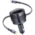 АЗП Baseus Enjoyment Max PD60W with retractable cables (1USB-C/1L) (C00035507121) – Cosmic Black. Фото 1 з 4