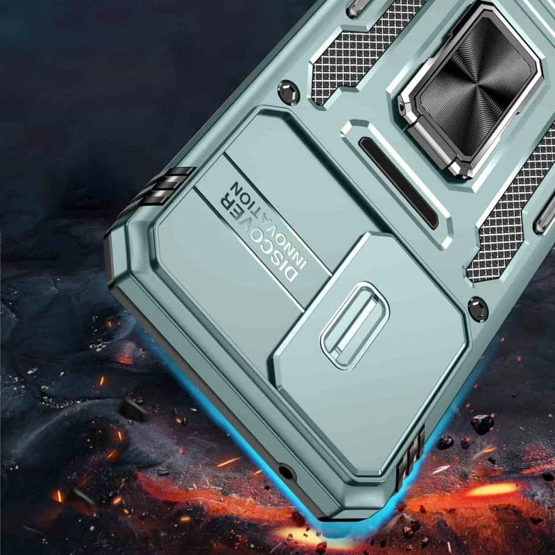 Ударостійкий чохол Square Ring зi шторкою на камеру на Samsung Galaxy A35 – Зелений / Light Green. Фото 11 з 11