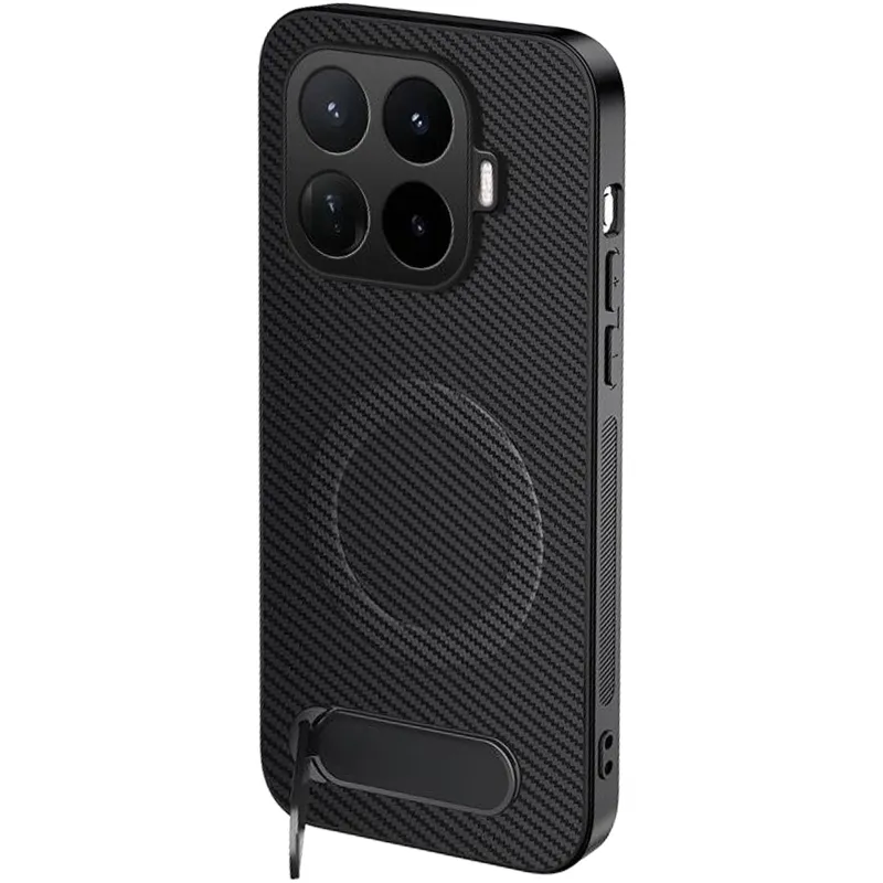 TPU+PC чохол Carbon Kickstand Magnetic Case для Xiaomi 17T – Black. Фото 1 з 3
