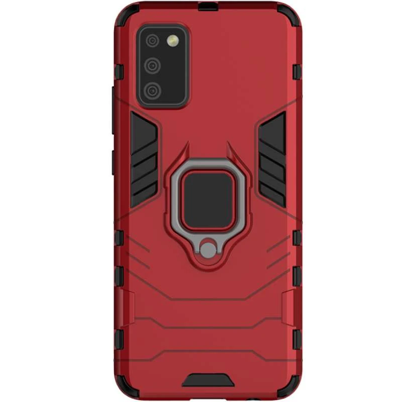 

Противоударный чехол Transformer с кольцом для Samsung Galaxy A02s (Красный / Dante Red), Червоний / dante red