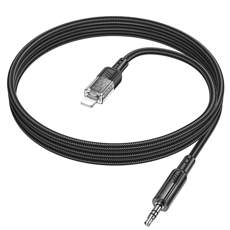 Аудио кабель Aux Hoco UPA27 Spirit transparent (Lightning to AUX 3.5mm) (1.2m) – Black. Фото 2 из 6