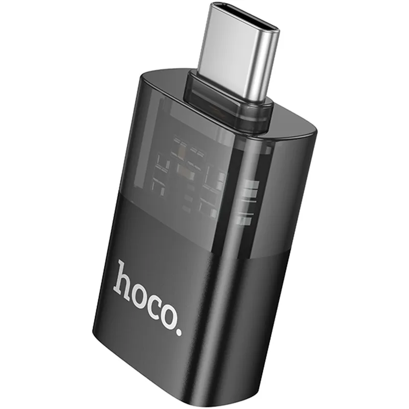 Перехідник Hoco UA36B OTG Type-C male to USB female transparent – Black. Фото 3 з 4