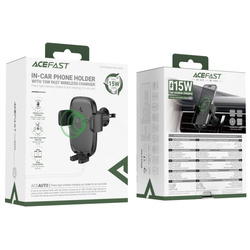 Автотримач з БЗП Acefast D48 Air Vent – Black. Фото 5 з 6