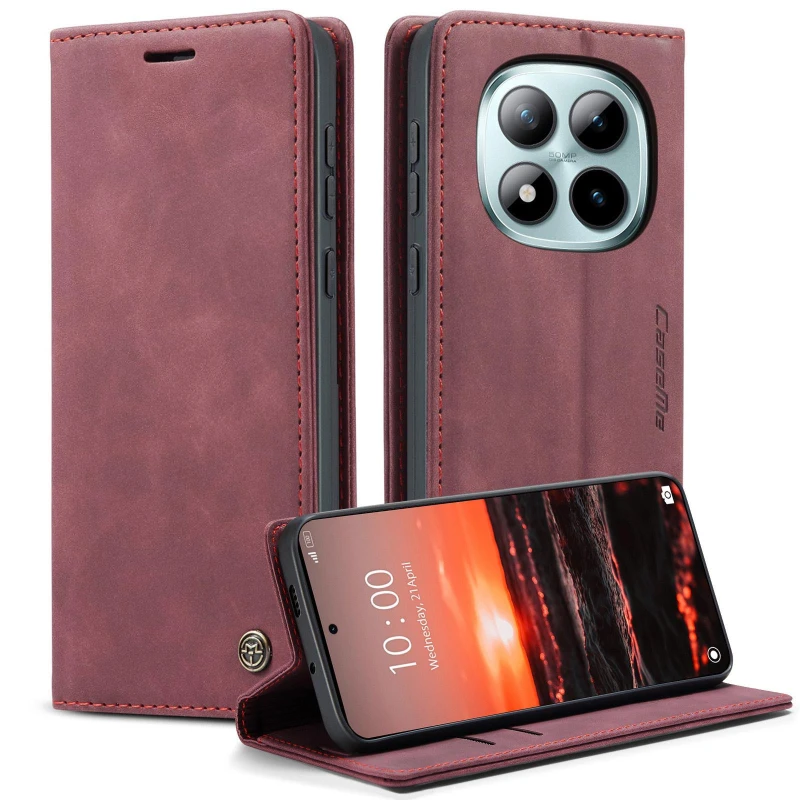 Шкіряний чохол-книжка CaseMe Velvet Nubuck для Xiaomi Redmi Note 15 Pro 4G – Red. Фото 2 з 4