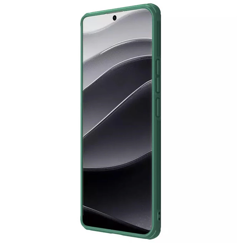 Карбоновая накладка Nillkin Pro со шторкой для камеры для Xiaomi Redmi Note 14 Pro+ 5G – Deep Green. Фото 4 из 7