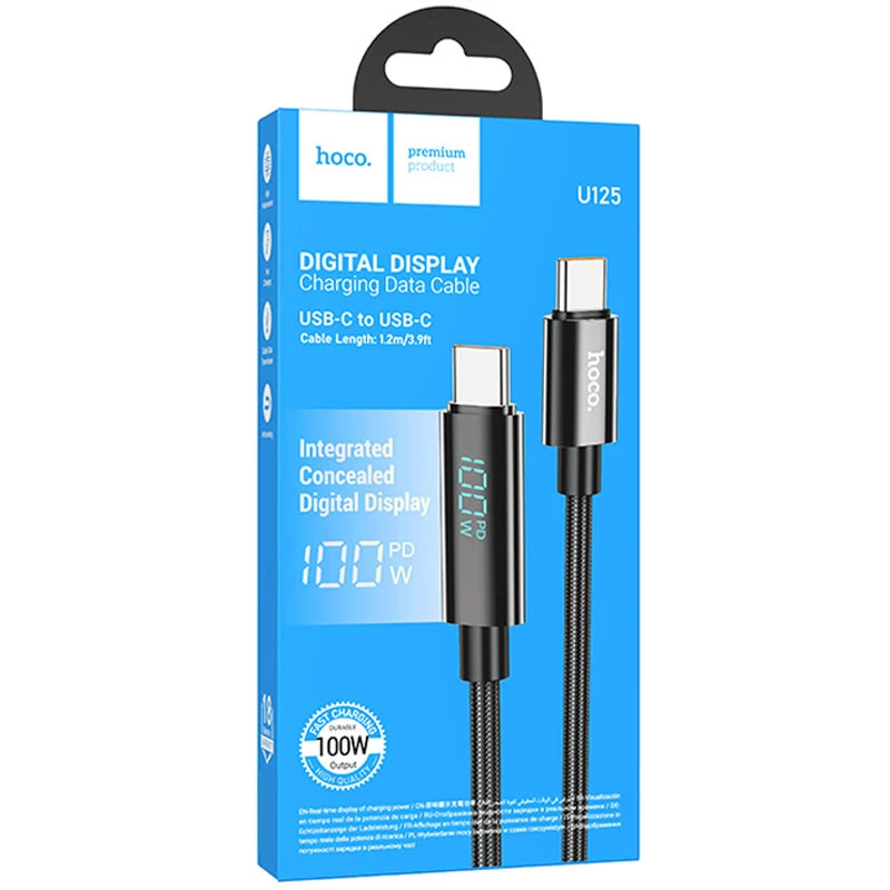 Дата кабель Hoco U125 Benefit 100W Type-C to Type-C (1.2m) – Black. Фото 6 з 6