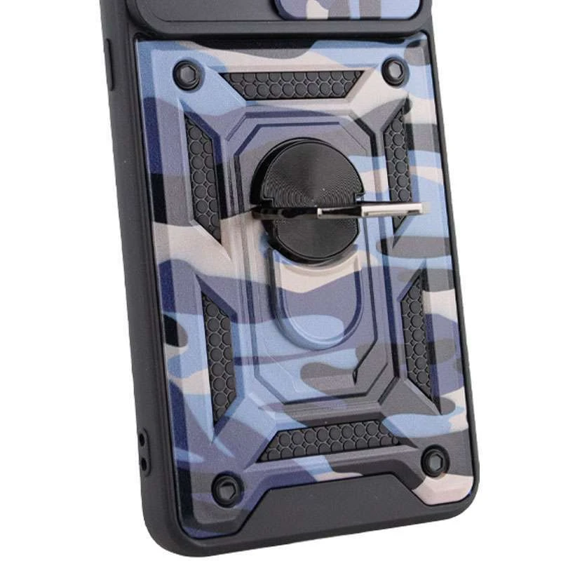 Ударостійкий чохол камуфляж Serge Ring зi шторкою на камеру на Xiaomi Redmi A1 / A2 – Фіолетовий / Army Purple. Фото 3 з 4