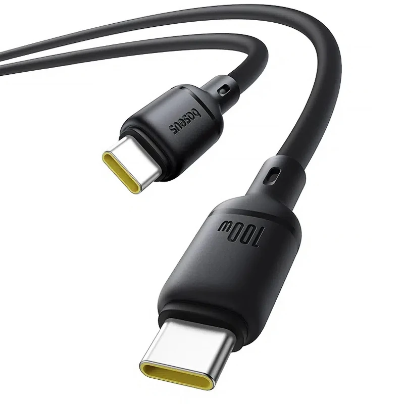 Дата кабель Baseus Silky Series OS Fast Charging Type-C to Type-C 100W (1m) (P10377704) – Cluster Black. Фото 3 з 4
