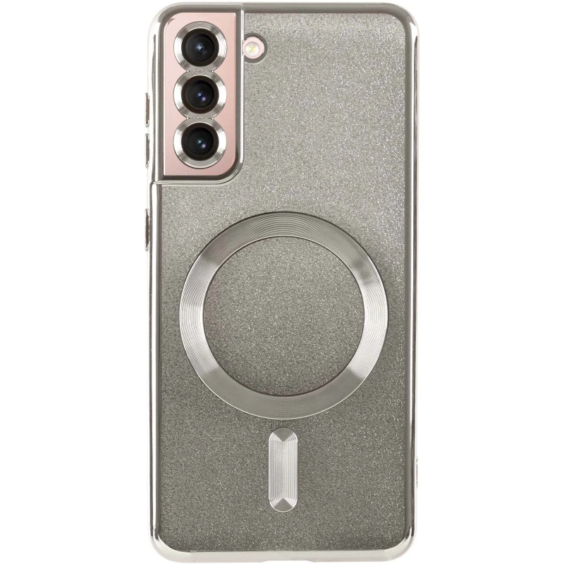 Чохол з блискітками, захисними лінзами на камеру та MagSafe на Samsung Galaxy S21 – Сірий / Gray. Фото 5 з 11