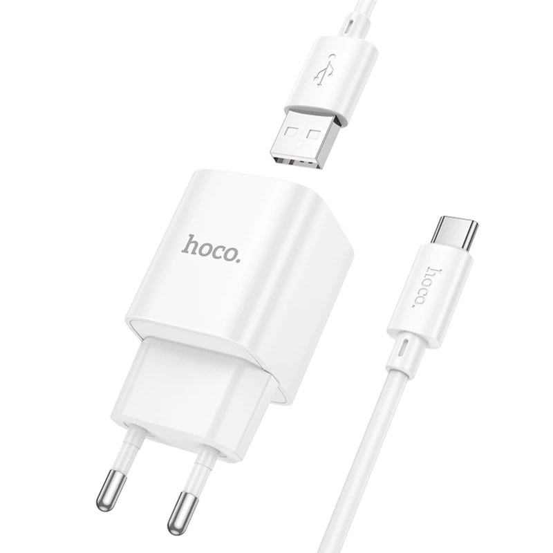 МЗП Hoco C145A Charm QC3.0 18W (1USB-A) + кабель USB to Type-C – White. Фото 3 з 7