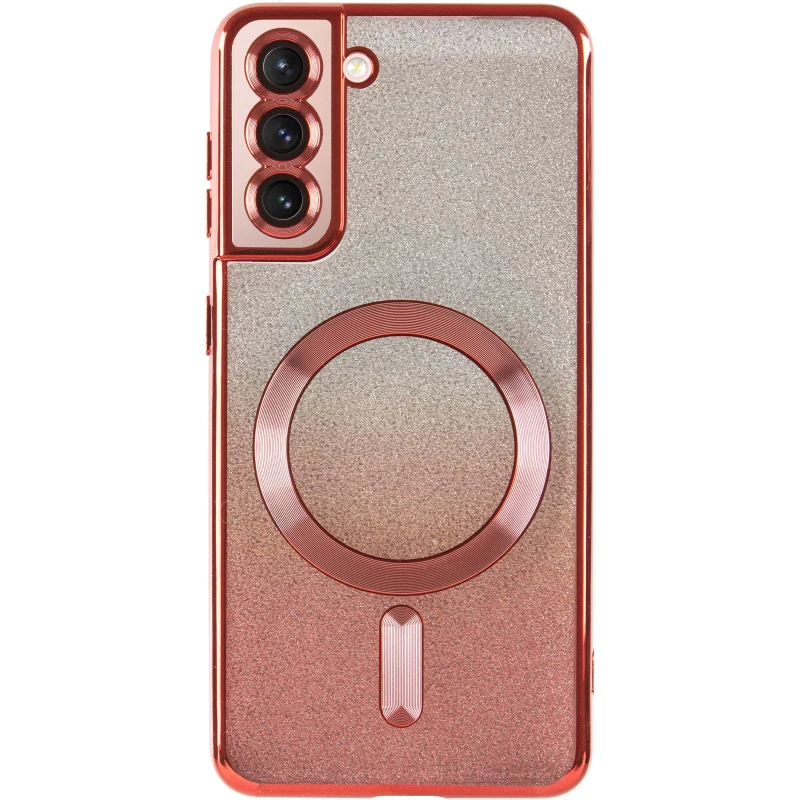 Чохол з блискітками, захисними лінзами на камеру та MagSafe на Samsung Galaxy S21 – Червоний / Red. Фото 5 з 11