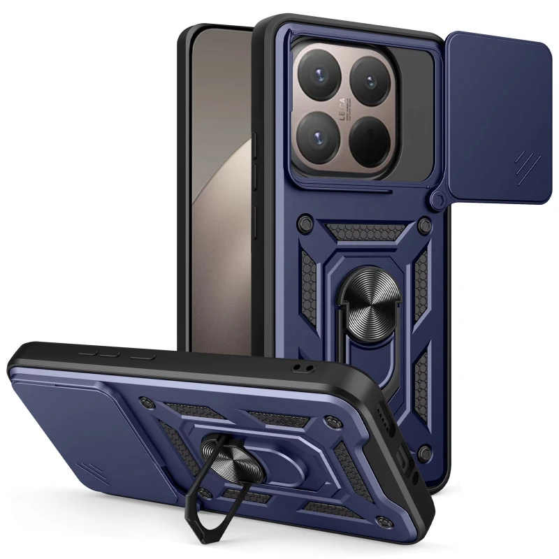 Ударопрочный чехол Serge Ring с защитой камеры для Xiaomi 17 – Синий. Фото 1 из 1