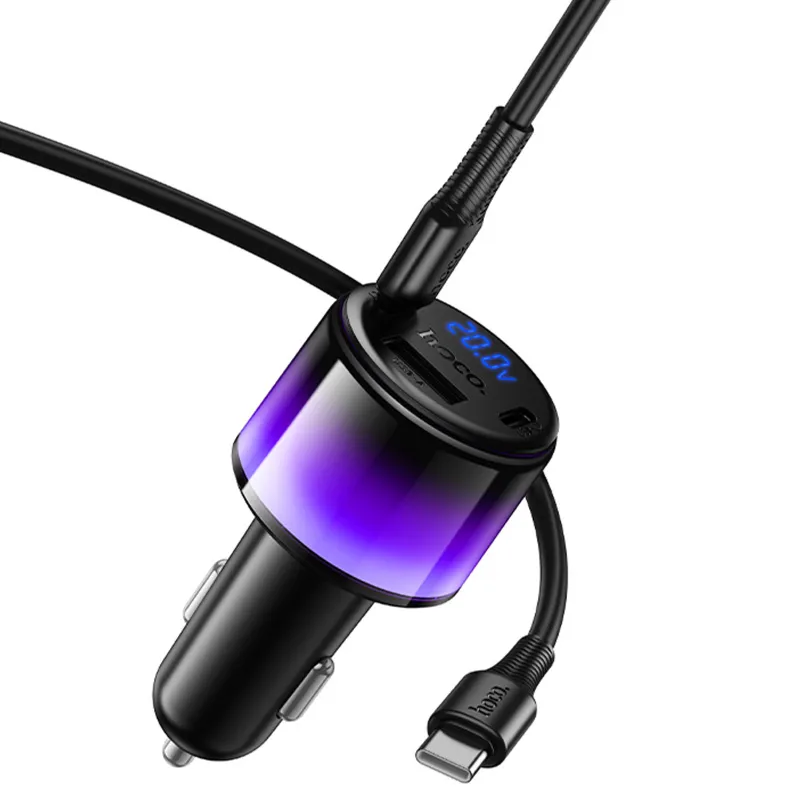 АЗУ Hoco Z69B Vivido PD57W+QC3.0 (1USB-A/2C) + кабель Type-C to Type-C – Black. Фото 4 из 6