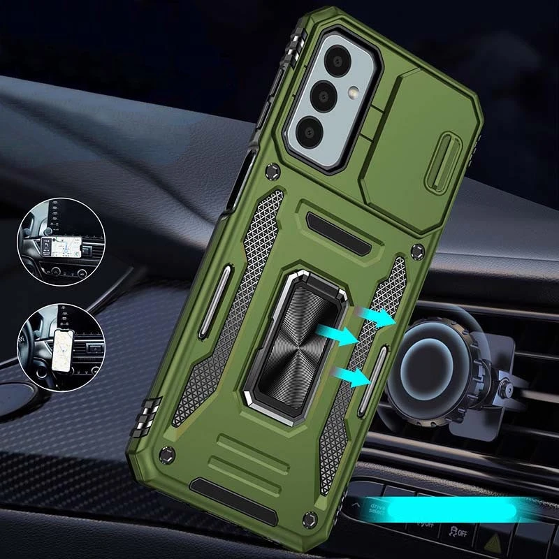 Ударостійкий чохол Square Ring зi шторкою на камеру на Samsung Galaxy S25 FE – Оливковий / Army Green. Фото 8 з 10