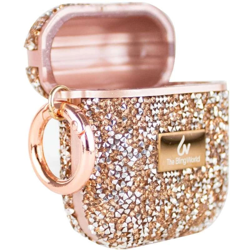 TPU чохол Bling World Rock Diamond для навушників AirPods 1/2 – Рожевий. Фото 7 з 9