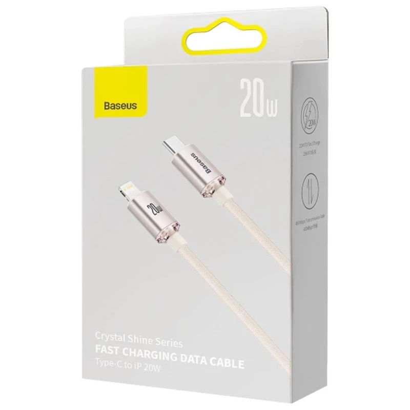 Дата кабель Baseus Crystal Shine Series Type-C to Lightning 20W (1.2m) (CAJY00020) – Pink. Фото 7 з 7