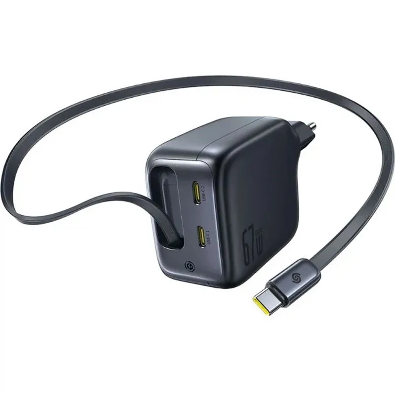МЗП Baseus EnerCore CJ11 PD67W with retractable cable (3USB-C) (E0121E) – Cosmic Black. Фото 2 з 3