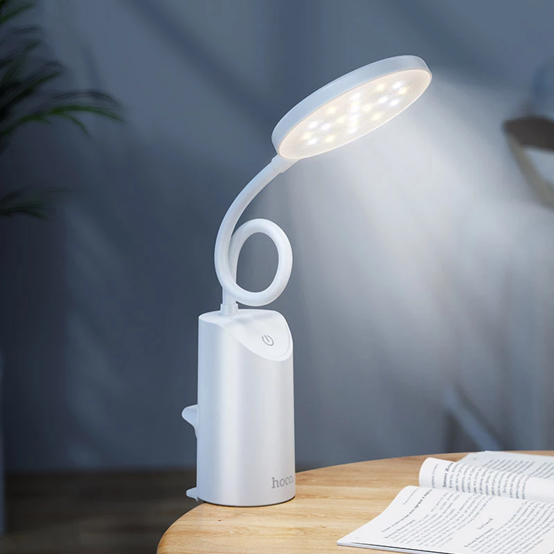 Настільна LED лампа Hoco HX10 Clip table lamp (1200mAh) – White. Фото 4 з 8