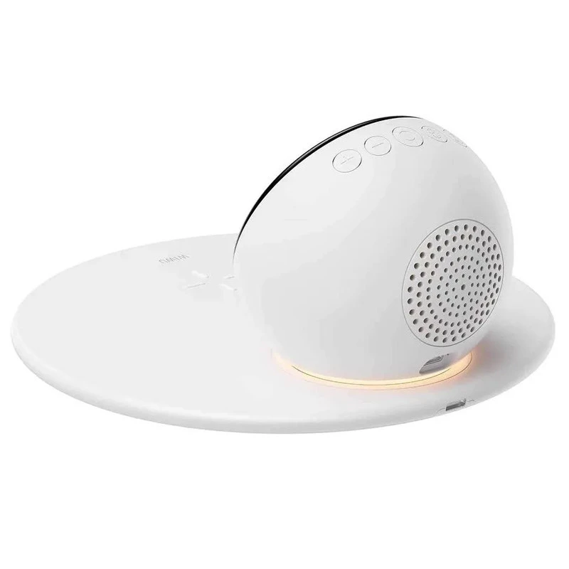 БЗУ WIWU Wi-W017 15W Wireless Charger+Digital Alarm+Bluetooth Speaker – White. Фото 3 из 7