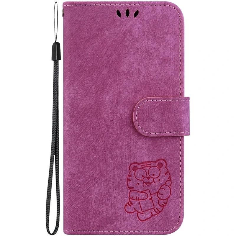 Кожаный чехол-книжка Cute Tiger для Xiaomi Redmi 15 (EU) – Rose Red. Фото 1 из 4